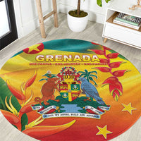 Grenada Round Carpet Gwenad Flag With Heliconia Lobster Claws
