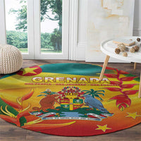 Grenada Round Carpet Gwenad Flag With Heliconia Lobster Claws
