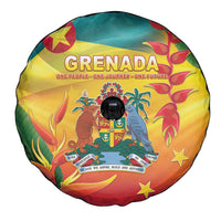 Grenada Spare Tire Cover Gwenad Flag With Heliconia Lobster Claws