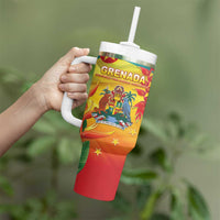 Grenada Tumbler With Handle Gwenad Flag With Heliconia Lobster Claws