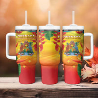 Grenada Tumbler With Handle Gwenad Flag With Heliconia Lobster Claws