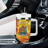 Grenada Tumbler With Handle Gwenad Flag With Heliconia Lobster Claws