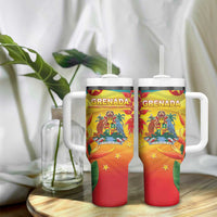 Grenada Tumbler With Handle Gwenad Flag With Heliconia Lobster Claws