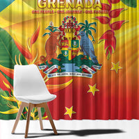 Grenada Window Curtain Gwenad Flag With Heliconia Lobster Claws