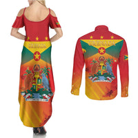 Happy 51st Independence Day Grenada Couples Matching Summer Maxi Dress and Long Sleeve Button Shirt One People One Journey One Future