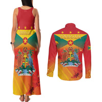 Happy 51st Independence Day Grenada Couples Matching Tank Maxi Dress and Long Sleeve Button Shirt One People One Journey One Future