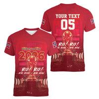 Custom Norge Football 2026 Women V-Neck T-Shirt Glorious Victory