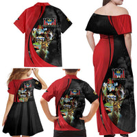 Antigua And Barbuda 1981 Family Matching Off Shoulder Maxi Dress and Hawaiian Shirt Happy Independence Day - Wonder Print Shop