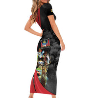 Antigua And Barbuda 1981 Family Matching Short Sleeve Bodycon Dress and Hawaiian Shirt Happy Independence Day - Wonder Print Shop