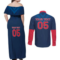 Custom Thailand Football Couples Matching Off Shoulder Maxi Dress and Long Sleeve Button Shirt Go Champions - Wonder Print Shop