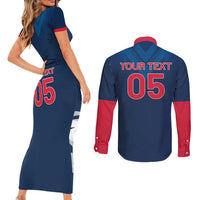 Custom Thailand Football Couples Matching Short Sleeve Bodycon Dress and Long Sleeve Button Shirt Go Champions - Wonder Print Shop