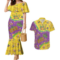 Mardi Gras Is In Our Soul Couples Matching Mermaid Dress and Hawaiian Shirt Glitter Style