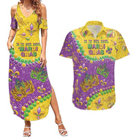 Mardi Gras Is In Our Soul Couples Matching Summer Maxi Dress and Hawaiian Shirt Glitter Style