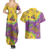 Mardi Gras Is In Our Soul Couples Matching Summer Maxi Dress and Hawaiian Shirt Glitter Style
