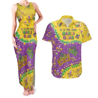 Mardi Gras Is In Our Soul Couples Matching Tank Maxi Dress and Hawaiian Shirt Glitter Style