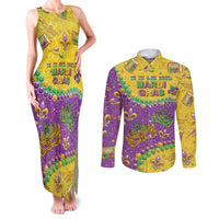 Mardi Gras Is In Our Soul Couples Matching Tank Maxi Dress and Long Sleeve Button Shirt Glitter Style