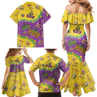 Mardi Gras Is In Our Soul Family Matching Mermaid Dress and Hawaiian Shirt Glitter Style