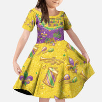 Mardi Gras Is In Our Soul Family Matching Off Shoulder Maxi Dress and Hawaiian Shirt Glitter Style