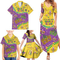 Mardi Gras Is In Our Soul Family Matching Summer Maxi Dress and Hawaiian Shirt Glitter Style