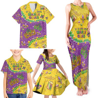Mardi Gras Is In Our Soul Family Matching Tank Maxi Dress and Hawaiian Shirt Glitter Style