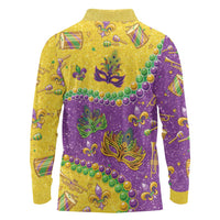 Mardi Gras Is In Our Soul Long Sleeve Polo Shirt Glitter Style