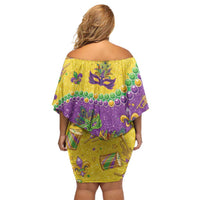 Mardi Gras Is In Our Soul Off Shoulder Short Dress Glitter Style