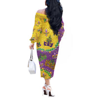 Mardi Gras Is In Our Soul Off The Shoulder Long Sleeve Dress Glitter Style