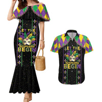 Funny Mardi Gras Couples Matching Mermaid Dress and Hawaiian Shirt Let The Shenanigans Begin