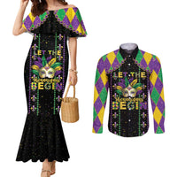 Funny Mardi Gras Couples Matching Mermaid Dress and Long Sleeve Button Shirt Let The Shenanigans Begin