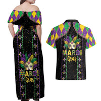 Funny Mardi Gras Couples Matching Off Shoulder Maxi Dress and Hawaiian Shirt Let The Shenanigans Begin