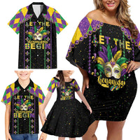 Funny Mardi Gras Family Matching Off Shoulder Short Dress and Hawaiian Shirt Let The Shenanigans Begin