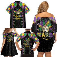 Funny Mardi Gras Family Matching Off Shoulder Short Dress and Hawaiian Shirt Let The Shenanigans Begin
