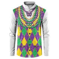 Mardi Gras Button Sweatshirt Cosplay Costume Glitter Style