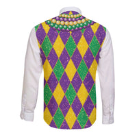 Mardi Gras Long Sleeve Button Shirt Cosplay Costume Glitter Style