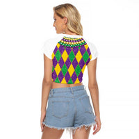 Mardi Gras Raglan Cropped T Shirt Cosplay Costume Glitter Style LT05 - Wonder Print Shop