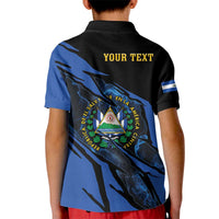 Personalised El Salvador Kid Polo Shirt Coat Of Arm Special Style