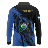 Personalised El Salvador Long Sleeve Polo Shirt Coat Of Arm Special Style