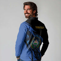 Personalised El Salvador Long Sleeve Polo Shirt Coat Of Arm Special Style
