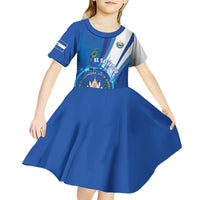 Personalised El Salvador Kid Short Sleeve Dress Torogoz Bird Salvadoran Pride