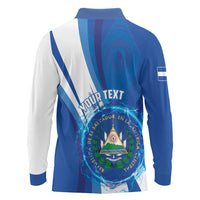 Personalised El Salvador Long Sleeve Polo Shirt Torogoz Bird Salvadoran Pride