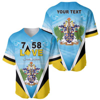 Personalised Saint Lucia 758 Baseball Jersey With Coat Of Arms