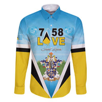 Personalised Saint Lucia 758 Family Matching Long Sleeve Bodycon Dress and Hawaiian Shirt With Coat Of Arms