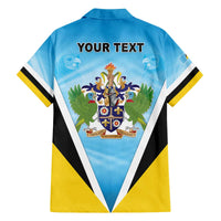 Personalised Saint Lucia 758 Family Matching Off The Shoulder Long Sleeve Dress and Hawaiian Shirt With Coat Of Arms