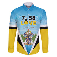 Personalised Saint Lucia 758 Family Matching Puletasi and Hawaiian Shirt With Coat Of Arms
