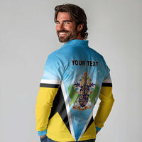 Personalised Saint Lucia 758 Long Sleeve Polo Shirt With Coat Of Arms
