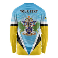 Personalised Saint Lucia 758 Long Sleeve Shirt With Coat Of Arms