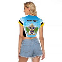 Personalised Saint Lucia 758 Raglan Cropped T Shirt With Coat Of Arms
