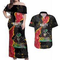 Personalised Haiti 1964 Couples Matching Off Shoulder Maxi Dress and Hawaiian Shirt Coat Of Arms Unique Style