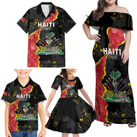Personalised Haiti 1964 Family Matching Off Shoulder Maxi Dress and Hawaiian Shirt Coat Of Arms Unique Style