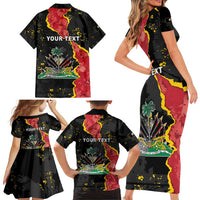 Personalised Haiti 1964 Family Matching Short Sleeve Bodycon Dress and Hawaiian Shirt Coat Of Arms Unique Style